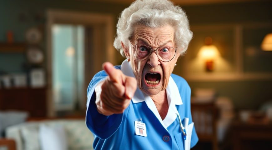 Dementia-related anger in seniors: An angry older women who has dementia