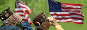 veterans saluting the American flag. How much does the VA pay for in-home care for them if they should want one?