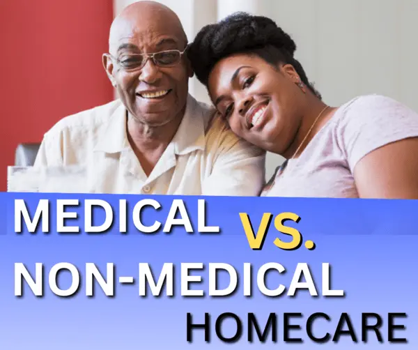 an elderly couple trying to understand the difference between medical and non-medical in-home care