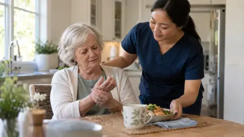Meal preparation at home with an Angels Instead caregiver